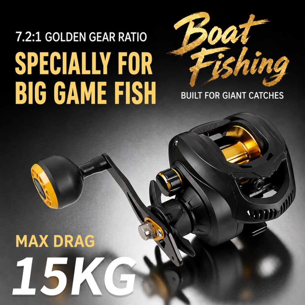 Trolling Reel - 7.2:1 ヘビーデューティーベイトキャスティングリール 15kg 最大ドラグ力 18+1BB ディープスプール