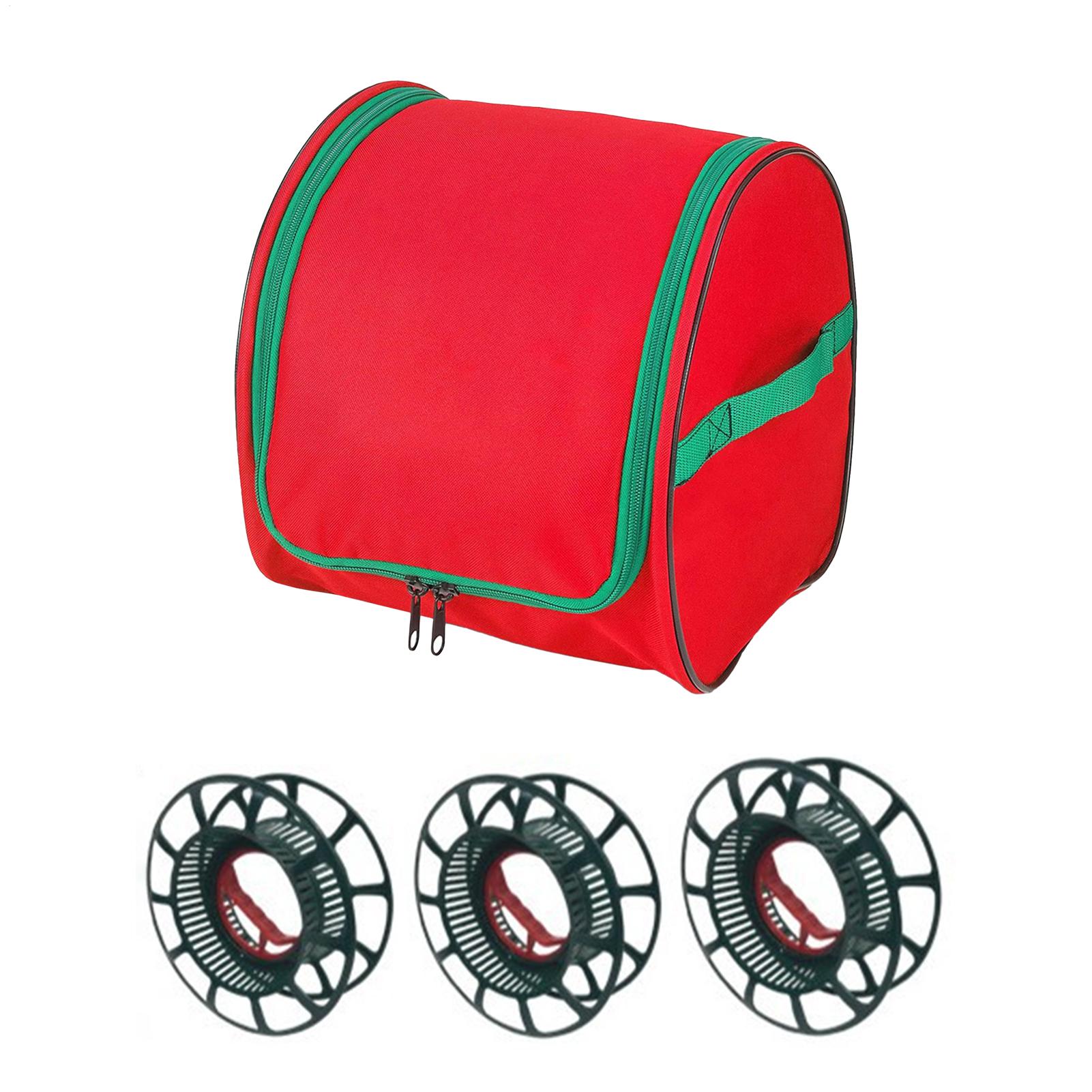 Reel Bag - クリスマスライト収納オックスフォード布製破れにくいオーガナイザー、3つのリール付き装飾ライト収納バッグ、クリスマス包装用