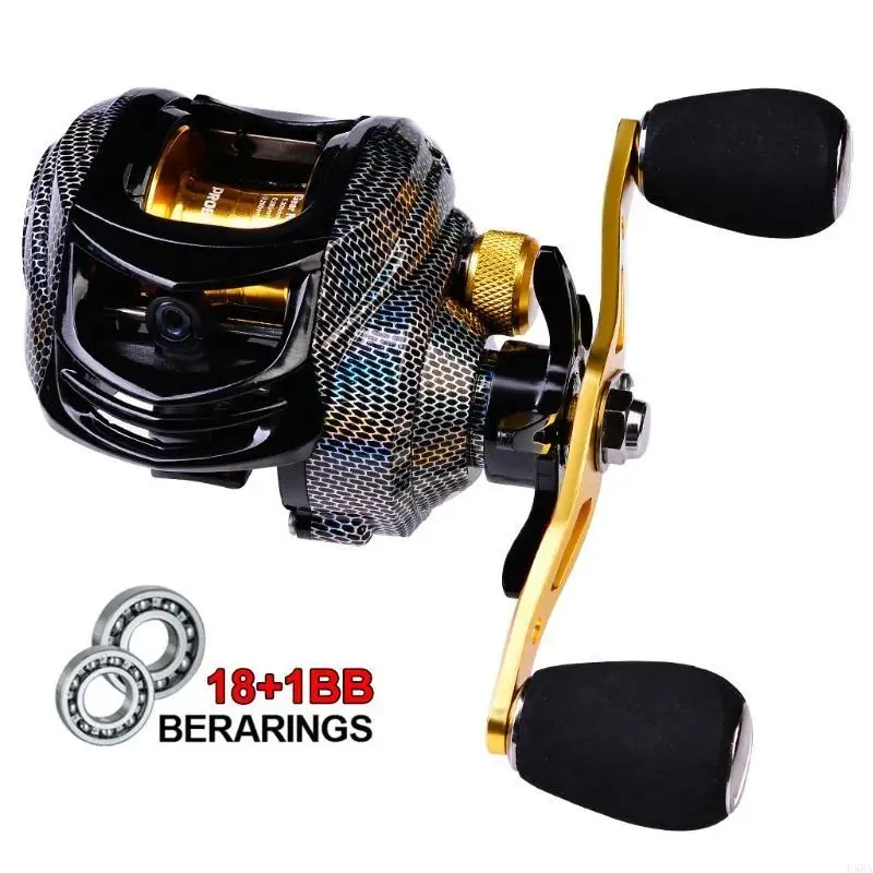 Baitcasting Reel - 652F ベイトキャスティングリール 18+1 ベアリング、超軽量キャスティングリール 釣り用の深または浅いスプール付きの滑らかな金属製釣りリール