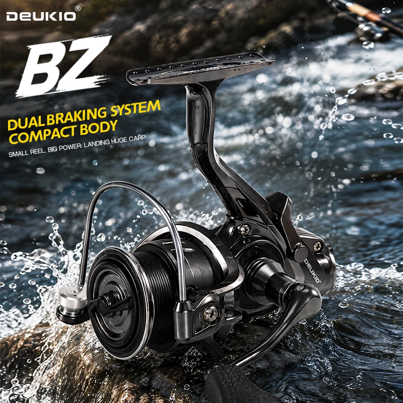 Trolling Reel - DEUKIO ミニダブルブレーキデザイン釣りスピニングリール鯉フィーダー用アイスフィッシングホイール 5+1BB 5.1:1 ギア比淡水用